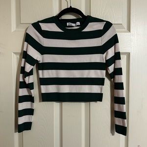 Zara green stripped cropped sweater